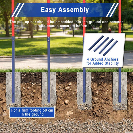 In-Ground Pull Up Bar, 5 Heights, Galvanized Steel