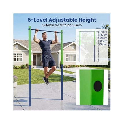 In-Ground Pull Up Bar Station with 5 Adjustable Heights, Blue, 110 kg