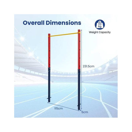 In-Ground Pull Up Bar Station with 5 Adjustable Heights, Red, 110 kg