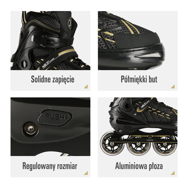 Inlineskates, Schwarz-Gold, Größe XL (43-45)