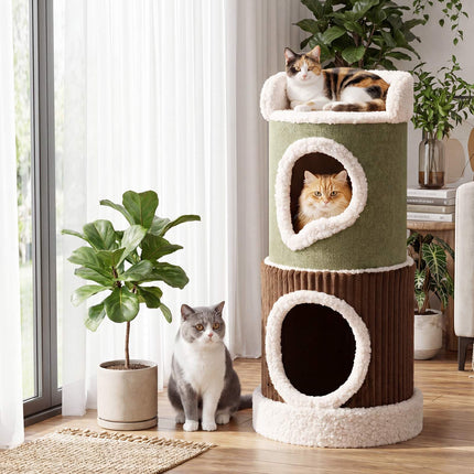 Indoor Cat House With Top Perch, Double Condos