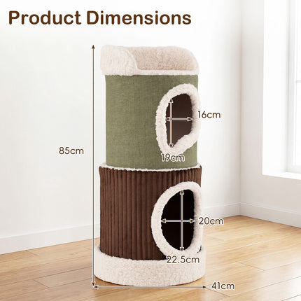 Indoor Cat House With Top Perch, Double Condos