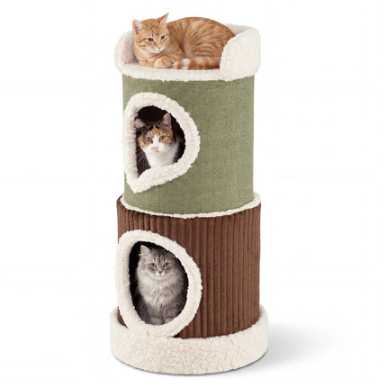 Indoor Cat House With Top Perch, Double Condos