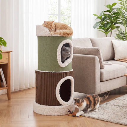 Indoor Cat House With Top Perch, Double Condos
