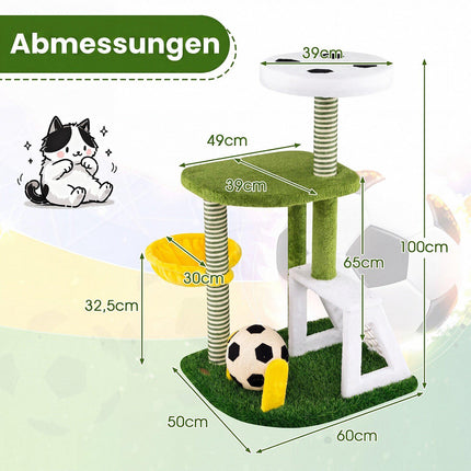 Indoor Cat Tree Tower with Perches and Hammock – Green