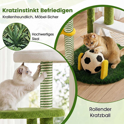 Indoor Cat Tree Tower with Perches and Hammock – Green