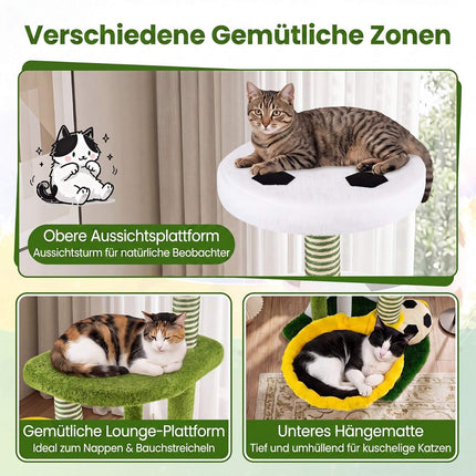 Indoor Cat Tree Tower with Perches and Hammock – Green