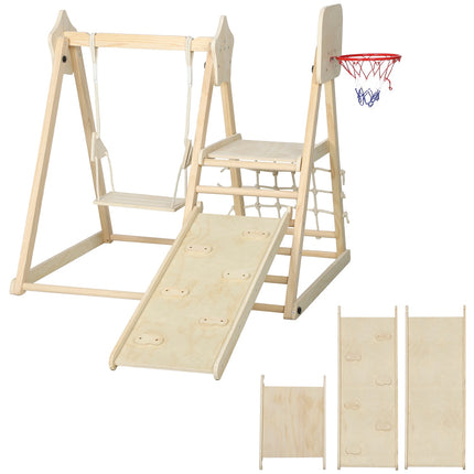 Indoor Climbing Gym with Slide, Swing, Basketball Hoop, Foldable