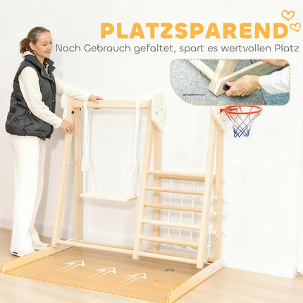 Indoor Climbing Gym with Slide, Swing, Basketball Hoop, Foldable