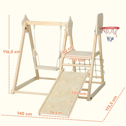 Indoor Climbing Gym with Slide, Swing, Basketball Hoop, Foldable