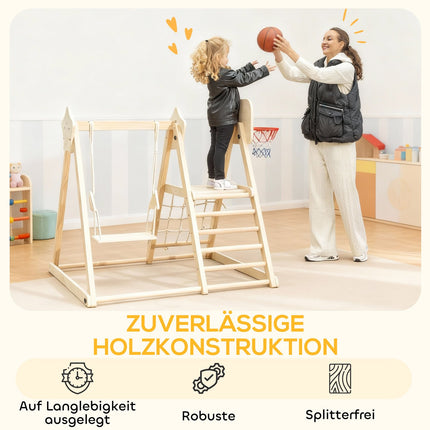 Indoor Climbing Gym with Slide, Swing, Basketball Hoop, Foldable