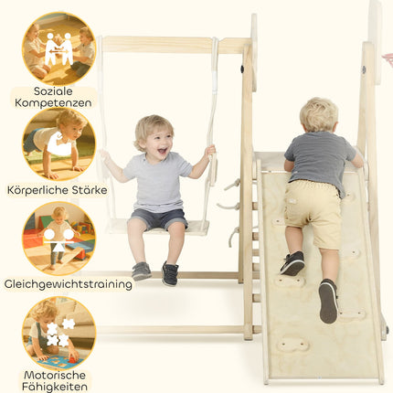 Indoor Climbing Gym with Slide, Swing, Basketball Hoop, Foldable