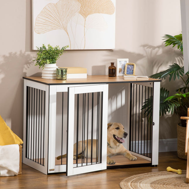 Hundebox für drinnen für kleine/mittlere Hunde, Spanplatte, dunkelbraun