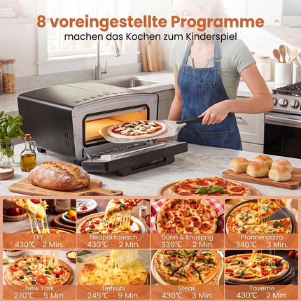 Elektrische pizzaoven voor binnen, 1700W, 12 inch, touchscreen