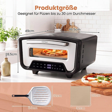 Elektrische pizzaoven voor binnen, 1700W, 12 inch, touchscreen
