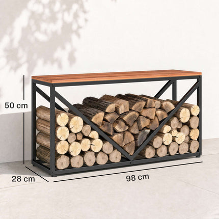 Indoor Firewood Rack & Side Table, 98 x 28 x 50 cm