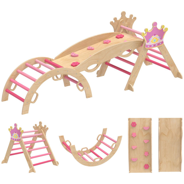 Indoor-Klettergerüst für Kinder – 8-in-1, Prinzessinnen-Design, Holz
