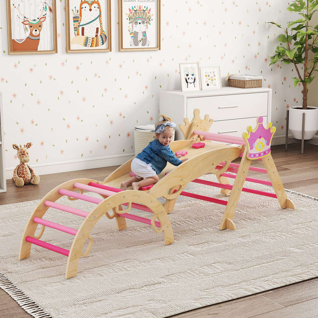 Indoor-Klettergerüst für Kinder – 8-in-1, Prinzessinnen-Design, Holz