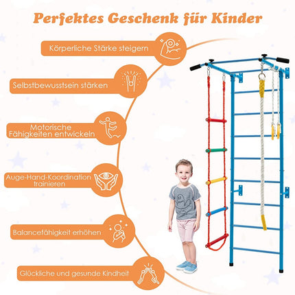 Indoor-Kindertrainingswand-Set mit Leiter und Klimmzugstange