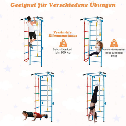 Indoor-Kindertrainingswand-Set mit Leiter und Klimmzugstange