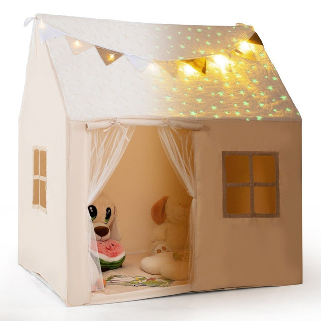 Indoor-Spielzelt für Kinder mit gepolsterter Matte und Sternenlichtern