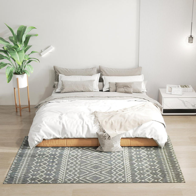 In- & Outdoor Boho-Teppich, pflegeleicht, Grau, 170x120 cm