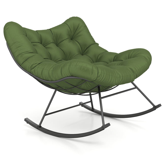 Übergroßer Papasan Schaukelstuhl für drinnen und draußen, Grün