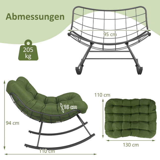 Übergroßer Papasan Schaukelstuhl für drinnen und draußen, Grün