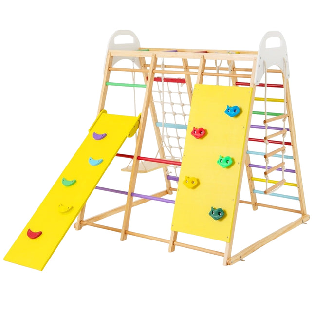 Indoor-Spielplatz-Set – 8-in-1-Klettergerüst aus Holz