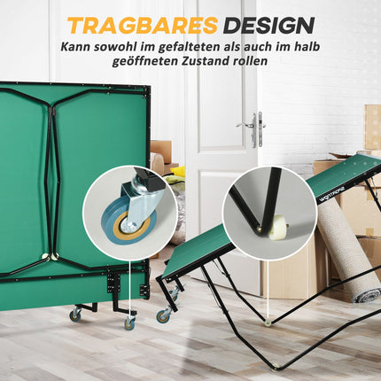 Folding Indoor Table Tennis Table with Wheels - Green