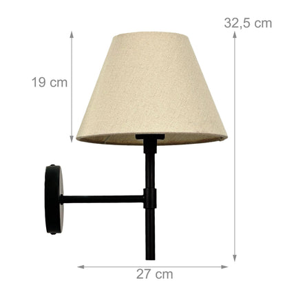Indoor Wall Lamp with Black Bracket & Linen Shade