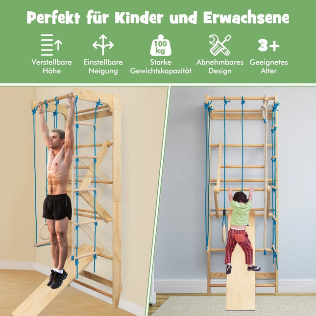 Zimmer-Sprossenwand, Wandmontage, 100 kg Tragkraft, Holz