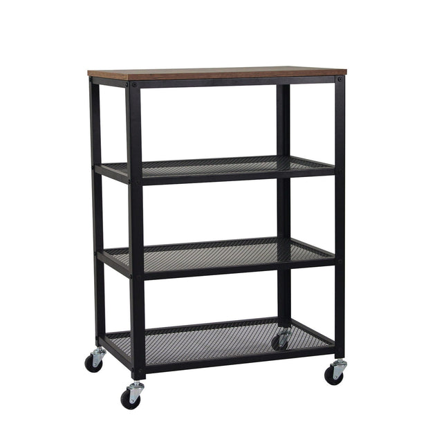 Industriële trolley met 4 schappen en wielen