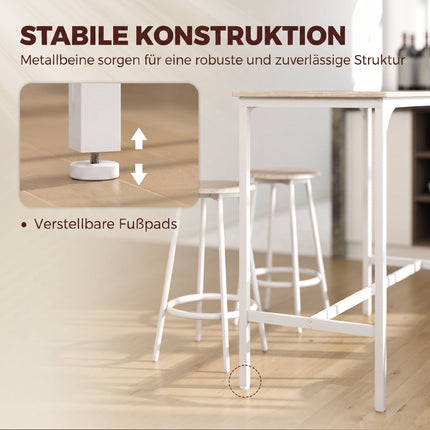 Industrial 5-Piece Bar Table Set with Stools, Oak Finish