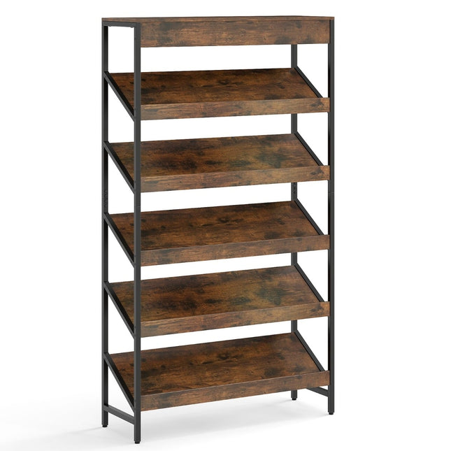 Industrielles 6-Etagen-Bücherregal mit Metallrahmen, 161 cm