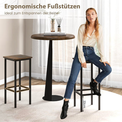 Industrielle Barhocker 4er Set mit Stahlrahmen & Fußstütze