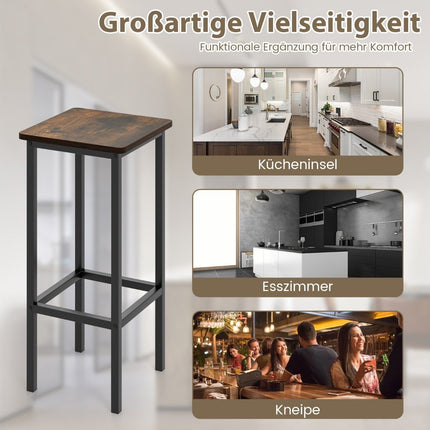 Industrielle Barhocker 4er Set mit Stahlrahmen & Fußstütze