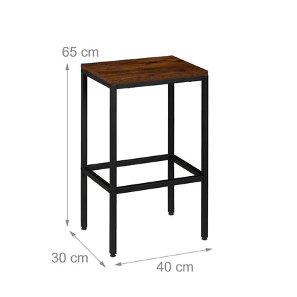 Industrial Bar Table Set with 2 Stools, Wood & Metal