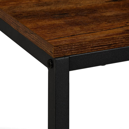 Industrial Bar Table Set with 2 Stools, Wood & Metal