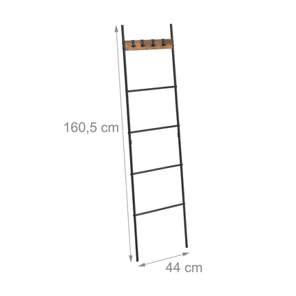 Industrial Bathroom Towel Ladder Rack with Hooks