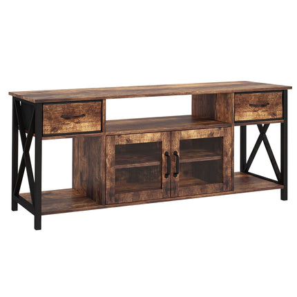 Industrial Black TV Stand with Storage, 140 cm