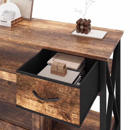 Industrial Black TV Stand with Storage, 140 cm
