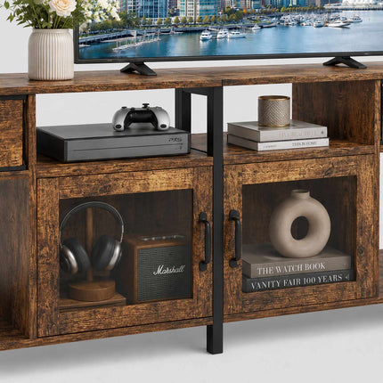 Industrial Black TV Stand with Storage, 180 cm