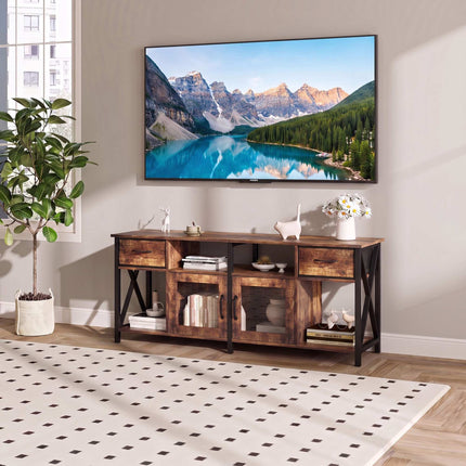 Industrial Black TV Stand with Storage, 180 cm