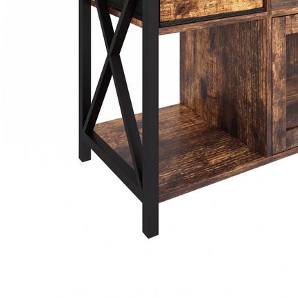 Industrial Black TV Stand with Storage, 180 cm