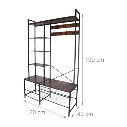 Industrielle Garderobe mit Schuhbank und Hutablage