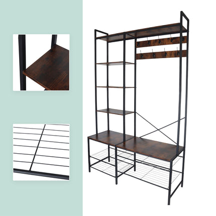 Industrielle Garderobe mit Schuhbank und Hutablage