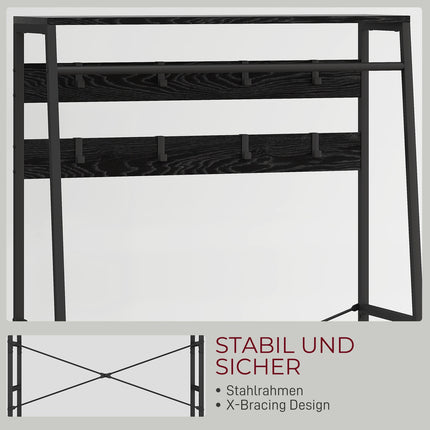 Garderobenständer mit Schuhablage, 2 Stoffschubladen, 8 Haken