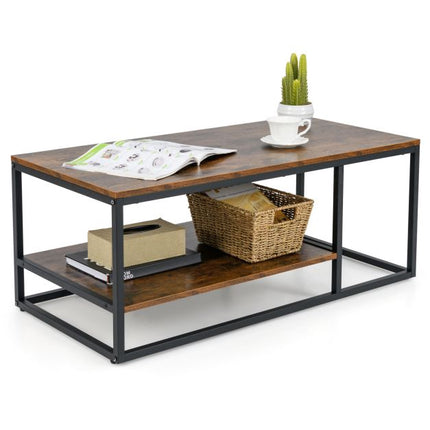 Industrial Coffee Table, 2-Tier, 105 cm, Rustic Brown