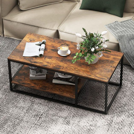 Industrial Coffee Table, 2-Tier, 105 cm, Rustic Brown